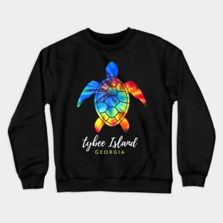 Tybee Island Georgia Sea Turtle Tie Dye Crewneck Sweatshirt